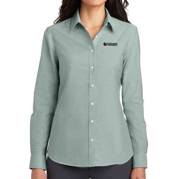 Ladies-Green-Port-Authority®-SuperPro™-Oxford-Shirt