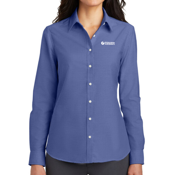 Ladies-Navy-Port-Authority®-SuperPro™-Oxford-Shirt
