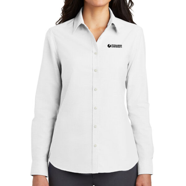 Ladies-White-Port-Authority®-SuperPro™-Oxford-Shirt