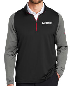 Black-Dark-Grey-Gym-Red-Men's-Nike-Dri-FIT-Stretch-1-2-Zip