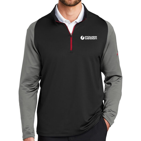 Black-Dark-Grey-Gym-Red-Men's-Nike-Dri-FIT-Stretch-1-2-Zip