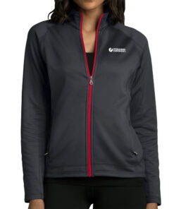 Dark-Grey-Sport-Red-Ladies-Softshell-Fleece-Jacket