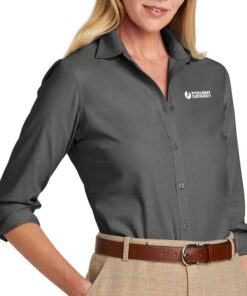 Deep-Black-Ladies-Brooks-Brothers-Wrinkle-Free-Stretch-Nailhead-Shirt