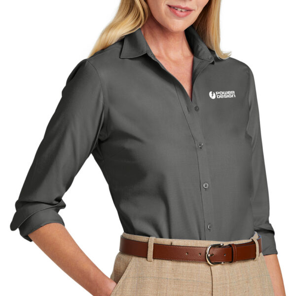 Deep-Black-Ladies-Brooks-Brothers-Wrinkle-Free-Stretch-Nailhead-Shirt