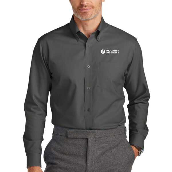 Deep-Black-Men's-Brooks-Brothers-Wrinkle-Free-Stretch-Nailhead-Shirt