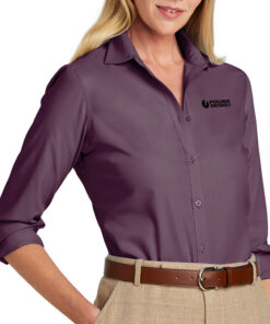 Navy-Blazer-Vintage-Blue-Ladies-Brooks-Brothers-Wrinkle-Free-Stretch-Nailhead-Shirt