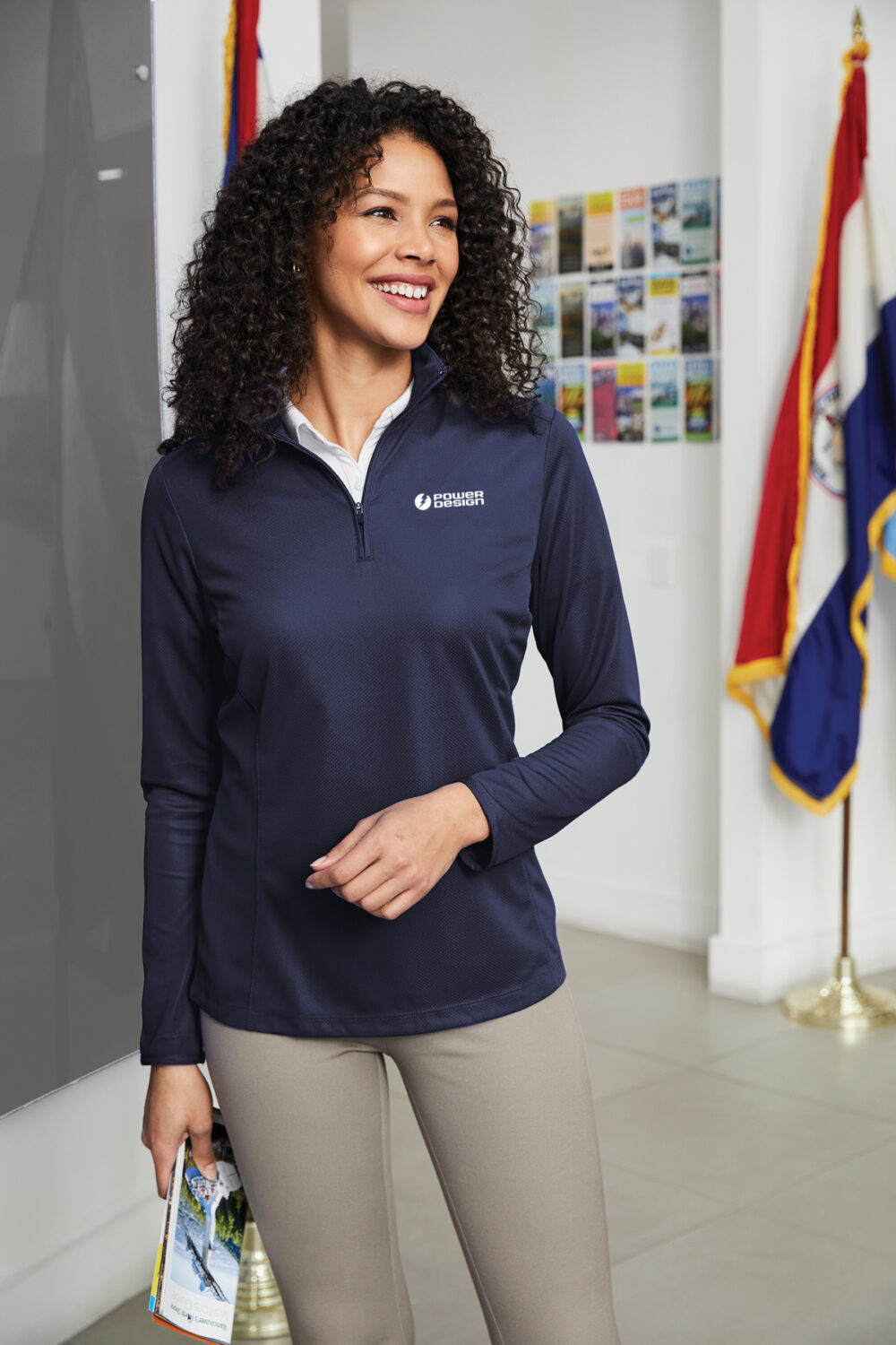 Navy2-Ladies-Pinpoint-Mesh-1-2-Zip