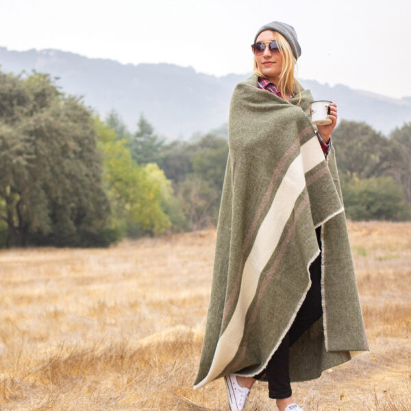 Green-Brown-4Wool-Blend-Blanket