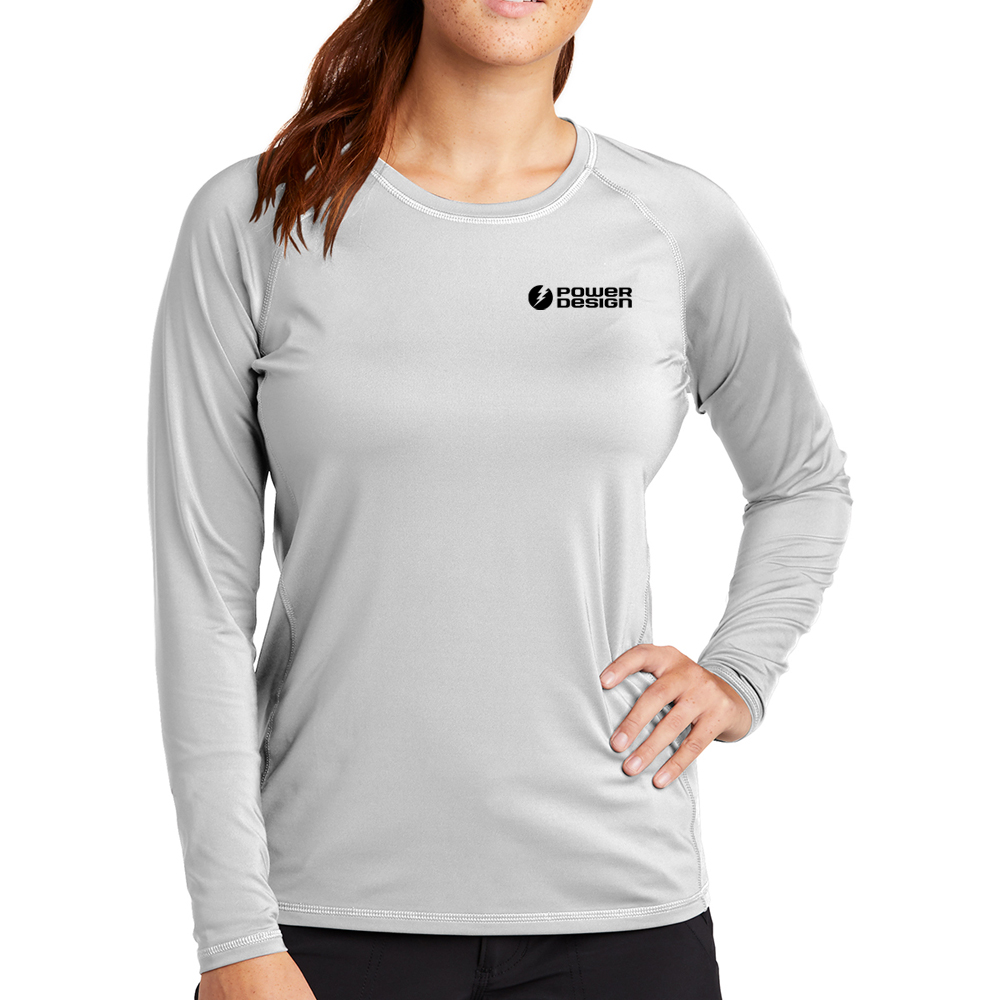 White-Sport-Tek-Ladies-Long-Sleeve-Rashguard