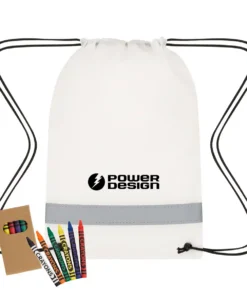 Lil' Bit Reflective Coloring Drawstring Bag With Crayons