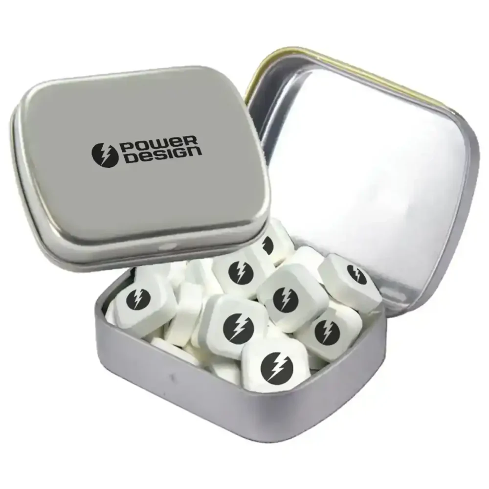 Small Silver Tin with Printed Mints